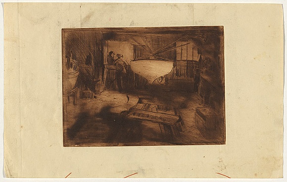 Artist: b'Bell, George..' | Title: b'(Boatbuilders).' | Date: c.1912 | Technique: b'etching, printed in black ink, from one plate'