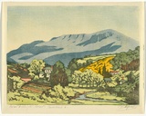 Artist: b'Allport, C.L.' | Title: b'Mount Wellington, Hobart, Tasmania.' | Date: c.1928 | Technique: b'linocut, printed in colour, from multiple blocks'