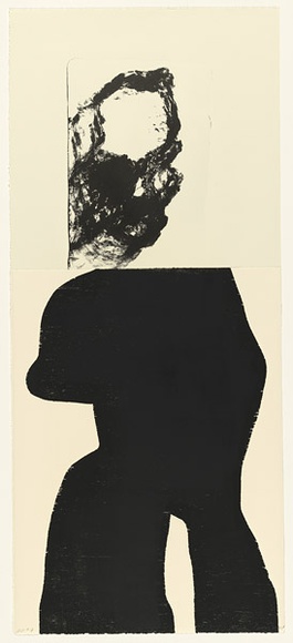 Artist: b'PARR, Mike' | Title: b'not titled.' | Date: 2001 | Technique: b'lithograph, printed in black ink, from one stone; woodcut, printed in black ink, from one block'