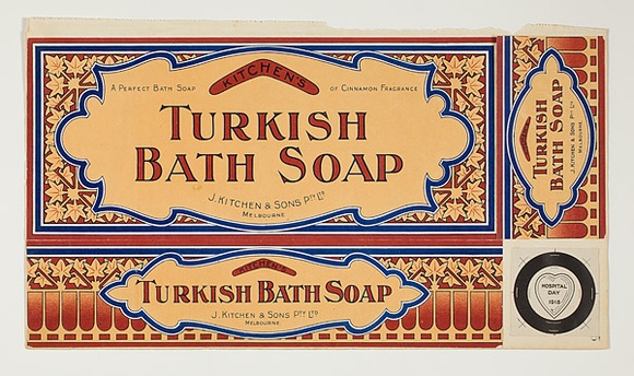 Artist: b'Burdett, Frank.' | Title: bPrinted box for Kitchen's Turkish bath soap. | Date: 1918 | Technique: b'lithograph, printed in colour, from multiple stones [or plates]'