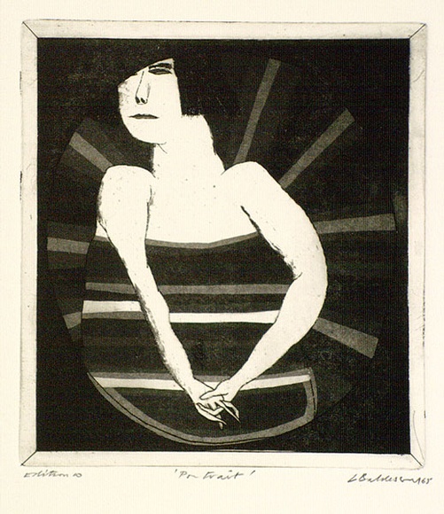 Artist: b'BALDESSIN, George' | Title: b'Portrait.' | Date: 1965 | Technique: b'etching and aquatint, printed in black ink, from one plate'