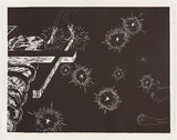 Artist: b'COLEING, Tony' | Title: b'Battlefield (crucifix on side with high heel boots).' | Date: 1986 | Technique: b'linocut, printed in black ink, from one block'