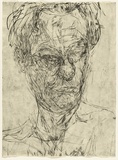 Artist: PARR, Mike | Title: Untitled Self-portraits 9. | Date: 1989 | Technique: drypoint, printed in black ink, from one copper plate