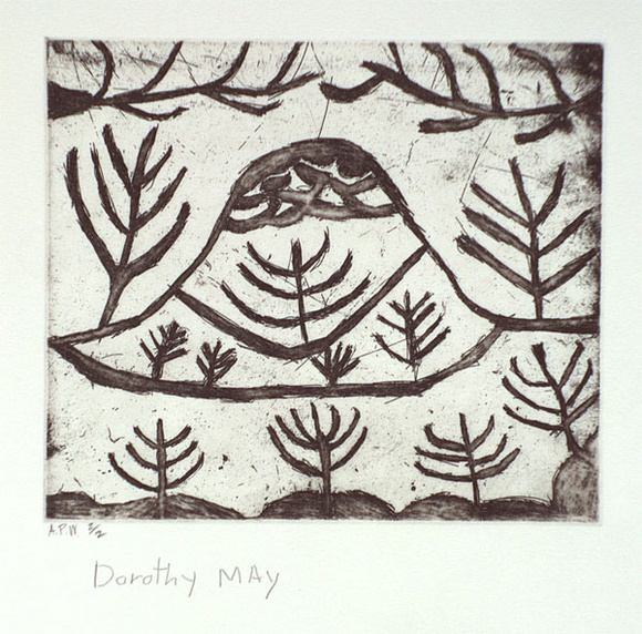 Artist: b'MAY, Dorothy' | Title: b'not titled [plant forms]' | Date: 1997, February | Technique: b'etching, scraping and burnishing, printed in black ink, from one plate'