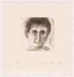 Artist: Fitzgerald, Mirabel. | Title: Self portrait | Date: c.2003 | Technique: aquatint, printed in sepia ink, from one plate