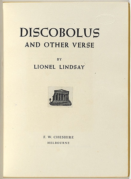 Artist: b'LINDSAY, Lionel' | Title: b'not titled (Roman temple).' | Date: 1959, June | Technique: b'wood engraving, printed in black ink, from one block; letterpree text' | Copyright: b'Courtesy of the National Library of Australia'