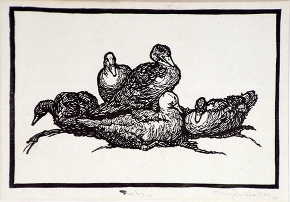 Artist: Waller, M. Napier. | Title: Ducks | Date: (1923) | Technique: linocut, printed in black ink, from one block