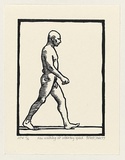 Artist: b'Jones, Robert.' | Title: b'Man walking at ordinary speed' | Date: 1999, 16 November | Technique: b'woodcut, printed in black ink, from 1 MDF block'