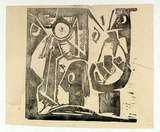 Artist: French, Len. | Title: (Abstract). | Date: (1955) | Technique: lithograph, printed in black ink, from one plate | Copyright: © Leonard French. Licensed by VISCOPY, Australia