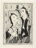 Artist: b'Sibley, Andrew.' | Title: b'Executive in love' | Date: 1997 | Technique: b'etching and aquatint, printed in black ink with plate-tone, from one plate'