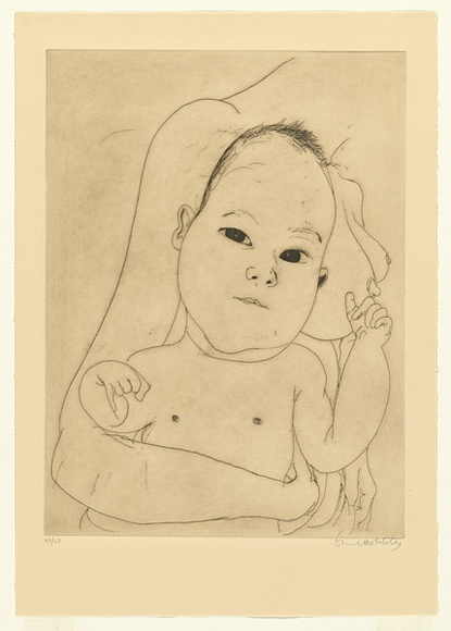 Artist: Whiteley, Brett. | Title: Mother and child. | Date: 1977 | Technique: etching and aquatint, printed in brown ink with plate-tone, from one plate | Copyright: This work appears on the screen courtesy of the estate of Brett Whiteley