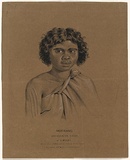 Artist: b'Rodius, Charles.' | Title: b'Morirang, Shoalhaven tribe, N.S. Wales.' | Date: 1834 | Technique: b'chalk-lithograph, printed in black ink, from one stone; additions in gouache'