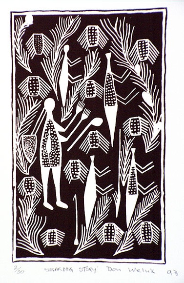 Artist: Weluk, Don. | Title: Sugarbag story | Date: 1993 | Technique: screenprint, printed in brown ink, from one stencil