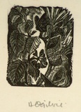 Artist: OGILVIE, Helen | Title: not titled [Sprigs of plants-one with leaves, one with pods]. | Date: c.1947 | Technique: wood-engraving, printed in black ink, from one block