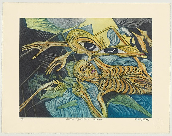 Title: The yellow room | Date: 2001 | Technique: hardground etching, aquatint, printed in colour from two copper plates, inked a-la-poupee; hand-tinted