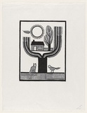 Artist: Groblicka, Lidia. | Title: Sun tree | Date: 1972 | Technique: woodcut, printed in black ink, from one block