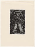 Artist: b'WALKER, Murray' | Title: b'not titled [doll]' | Date: 1984 | Technique: b'linocut, printed in black ink, from one block' | Copyright: b'\xc2\xa9 Murray Walker'