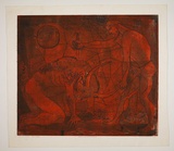 Artist: Haxton, Elaine | Title: Death of minotaur | Date: 1967 | Technique: etching, drypoint and aquatint, printed in colour, intaglio and relief from one plate