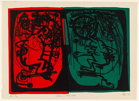 Title: b'Making a lovely couple' | Date: 1970 | Technique: b'lithograph, printed in colour, from multiple stencils/ plates'