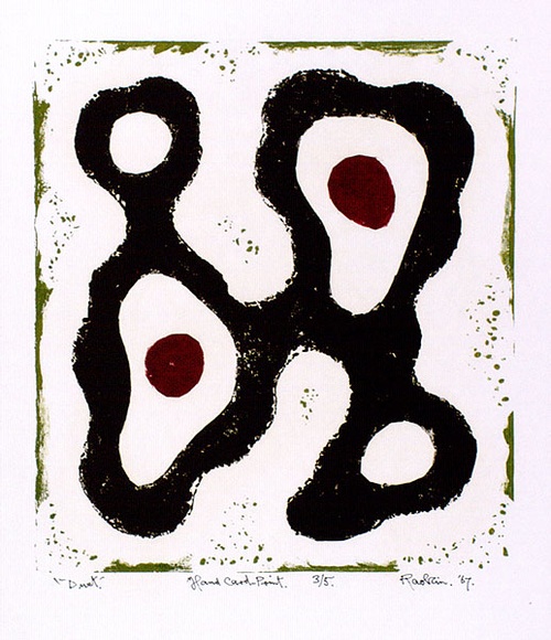 Artist: b'Hawkins, Weaver.' | Title: b'Duet' | Date: c.1962 | Technique: b'card-cut, printed in colour, from multiple blocks' | Copyright: b'The Estate of H.F Weaver Hawkins'