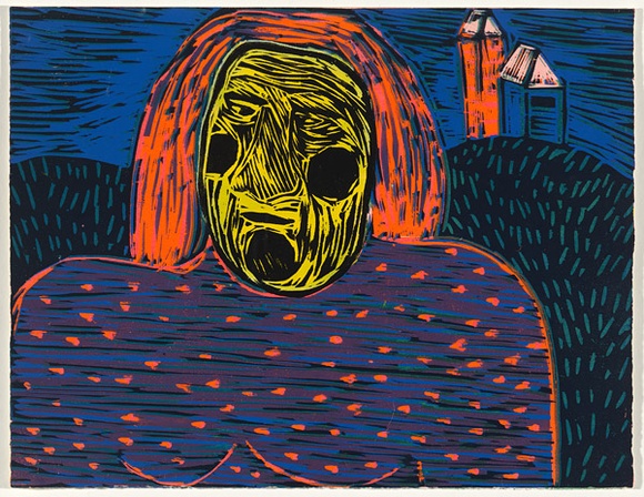 Artist: b'Russell, Megan.' | Title: b'Thelma I' | Date: 1990 | Technique: b'linocut, printed in colour, from multiple blocks'