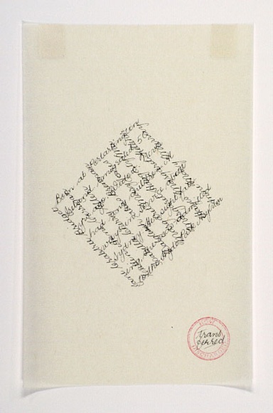 Artist: b'Brennan, Anne.' | Title: b'Lives.' | Date: 1996 | Technique: b'pen and ink with rubber stamp printed in red'