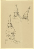 Artist: Allport, C.L. | Title: (Studies of a child in a party hat). | Date: 1908 | Technique: lithograph, printed in black ink, from one stone [or plate]