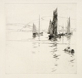Artist: Herbert, Harold. | Title: Brixham trawlers | Date: c.1923 | Technique: etching, printed in black ink, from one plate