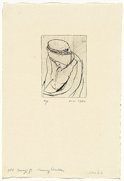 Artist: b'WALKER, Murray' | Title: b'Old Daisy [f]' | Date: 1962 | Technique: b'drypoint, printed in black ink, from one plate'