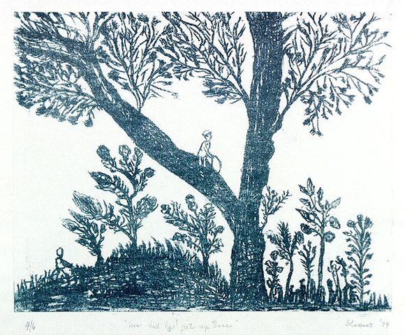 Artist: b'SHEARER, Mitzi' | Title: b'Little boy dreamer' | Date: 1979 | Technique: b'lithograph, printed in blue ink, from one plate'