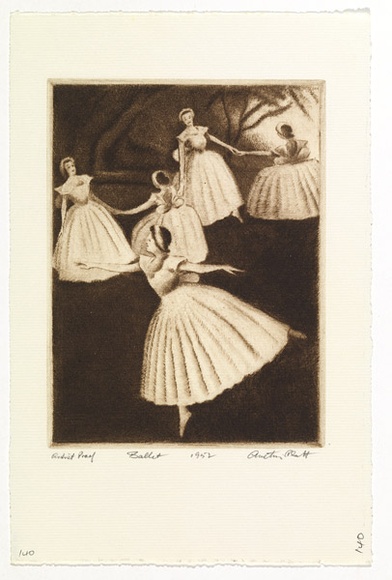 Artist: b'PLATT, Austin' | Title: b'Ballet' | Date: 1952 | Technique: b'etching, printed in black ink, from one plate'