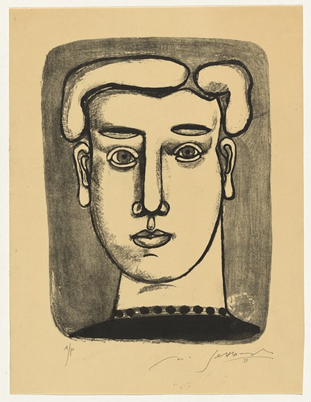 Artist: b'SELLBACH, Udo' | Title: b'Head' | Date: 1951 | Technique: b'lithograph, printed in black ink, from one stone [or plate]'