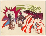 Artist: b'Gee, Angela.' | Title: b'no title [Goanna and Fist].' | Date: 1981 | Technique: b'screenprint, printed in colour, from three stencils' | Copyright: b'Courtesy of Angela Gee'