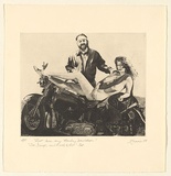 Artist: b'EWINS, Rod' | Title: b'Just love my Harley-Davidson!.' | Date: 1988 | Technique: b'photo-aquatint, printed in black ink, from one plate'