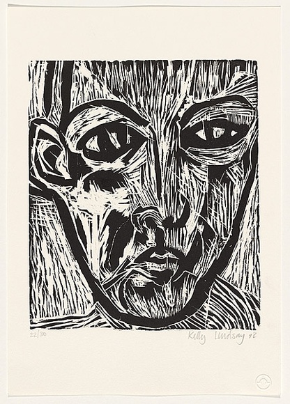 Artist: Lindsay, Kelly. | Title: not titled. | Date: 1992 | Technique: linocut, printed in black ink, from one block,