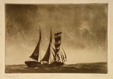 Artist: Hunter, William. | Title: The wanderer | Date: 1940s | Technique: etching and aquatint, printed in brown ink, from one plate