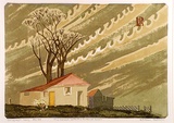 Artist: b'Palmer, Ethleen.' | Title: b'The house with the orange door' | Date: 1949 | Technique: b'screenprint, printed in colour, from multiple stencils'