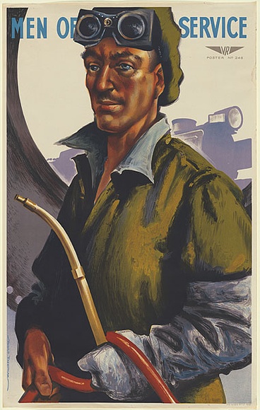 Artist: b'Freedman, Harold.' | Title: b'Men of service: The workshop welder.' | Date: 1947 | Technique: b'lithograph, printed in colour, from multiple stones [or plates]'