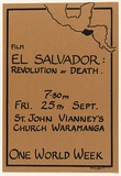 Artist: LITTLE, Colin | Title: Film El Salvador: Revolution or Death ... One world week | Date: 1981 | Technique: screenprint, printed in black ink, from one stencil