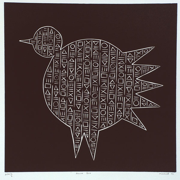 Artist: b'Marshall, John.' | Title: b'Round bird' | Date: 2002, March | Technique: b'linocut, printed in black ink, from one block'