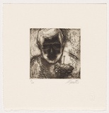 Artist: Gentle, Christopher. | Title: Self portrait | Date: c.2003 | Technique: etching and aquatint, printed in black ink, from one plate