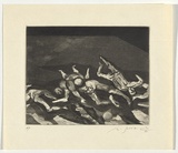 Artist: b'SELLBACH, Udo' | Title: b'(Figures)' | Date: 1965 | Technique: b'etching and aquatint printed in black ink, from one plate'