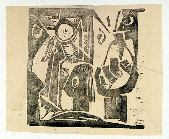 Artist: b'French, Len.' | Title: b'(Abstract).' | Date: (1955) | Technique: b'lithograph, printed in black ink, from one plate' | Copyright: b'\xc2\xa9 Leonard French. Licensed by VISCOPY, Australia'