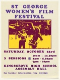 Artist: b'Robertson, Toni.' | Title: bSt George Women's Film Festival | Date: 1976 | Technique: b'screenprint, printed in colour, from three stencils' | Copyright: b'\xc2\xa9 Toni Robertson'