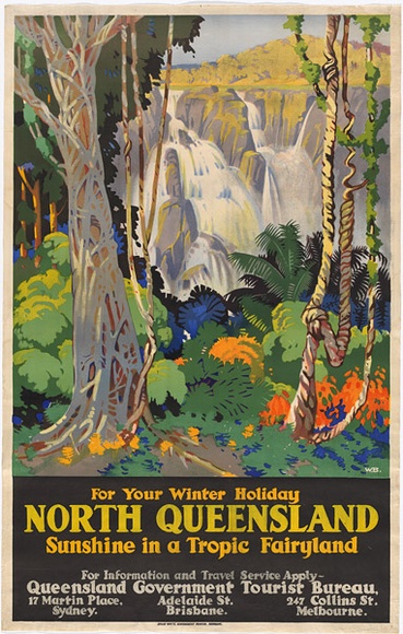 Artist: b'Bustard, William.' | Title: b'For your winter holiday, North Queensland.' | Date: (1930-39) | Technique: b'lithograph, printed in colour, from multiple stones [or plates]'