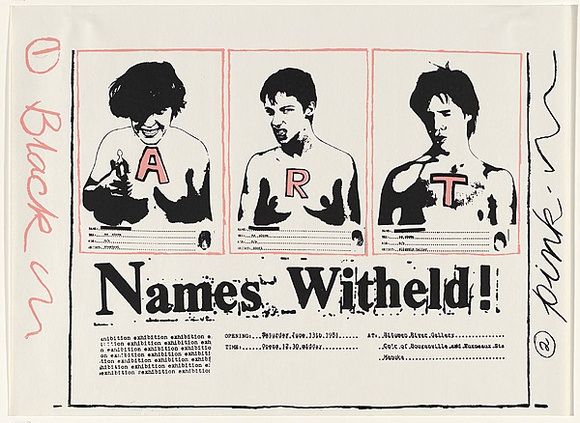 Artist: b'Denton, Mark.' | Title: b'Names witheld.' | Date: 1981 | Technique: b'screenprint'