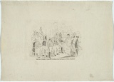 Artist: b'Thomson,' | Title: b'Sketch in Bourke Street, arrival of the mails from the diggings.' | Date: c.1855 | Technique: b'etching, printed in black ink, from one copper plate'