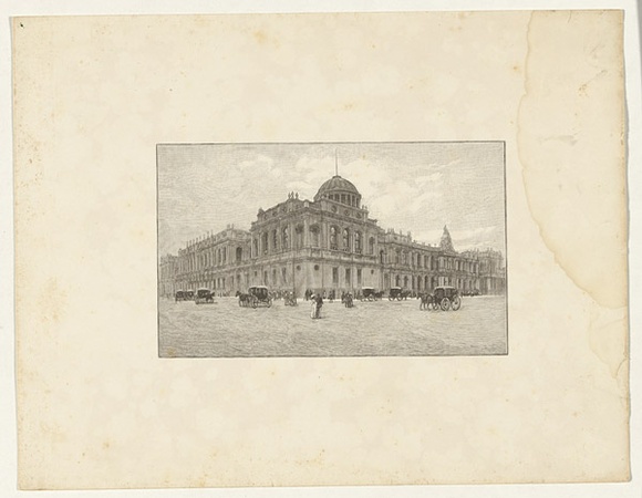 Title: b'Law courts, Melbourne' | Date: 1886-88 | Technique: b'wood-engraving, printed in black ink, from one block'