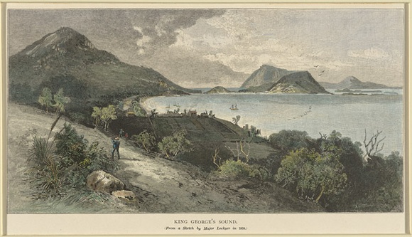 Title: bKing George's Sound | Date: 1880s | Technique: b'engraving, printed in black ink, from one plate; hand-coloured'