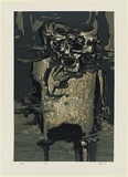 Artist: b'Adams, Tate.' | Title: b'<p>Clown.</p>' | Date: 1962 | Technique: b'linocut, printed in colour, from five blocks'